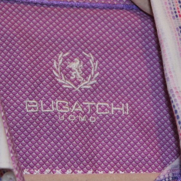 Bugatchi Pink & White Shaped Fit Button Down Collared Dress Shirts Men Size M - Picture 3 of 12
